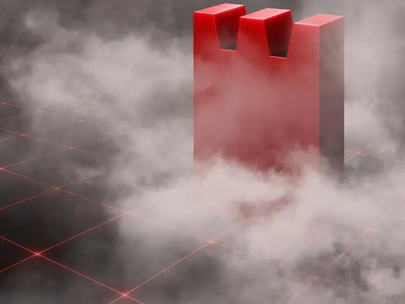 An artistic rendering of a red stratego piece on a game board, dramatically surrounded by smoke.