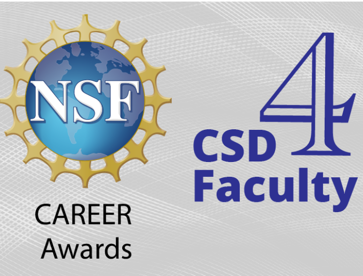 NSF CAREER Award logo with text "4 CSD Faculty" added for a news article image