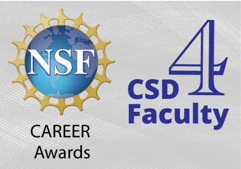 NSF CAREER Award logo with text "4 CSD Faculty" added for a news article image